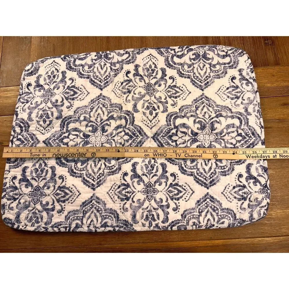 2 x Rachel Ashwell Shabby Chic Quilted Standard Pillow Shams Medallion Boho Blue